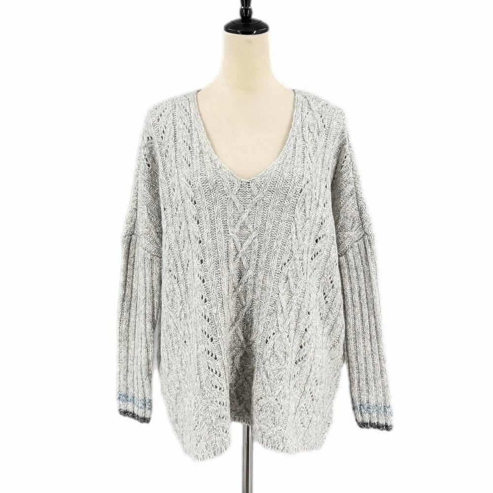Cabi 3848 Gray Chunky Knit Horizon Oversized Cozy Warm Everyday Pullover Sweater